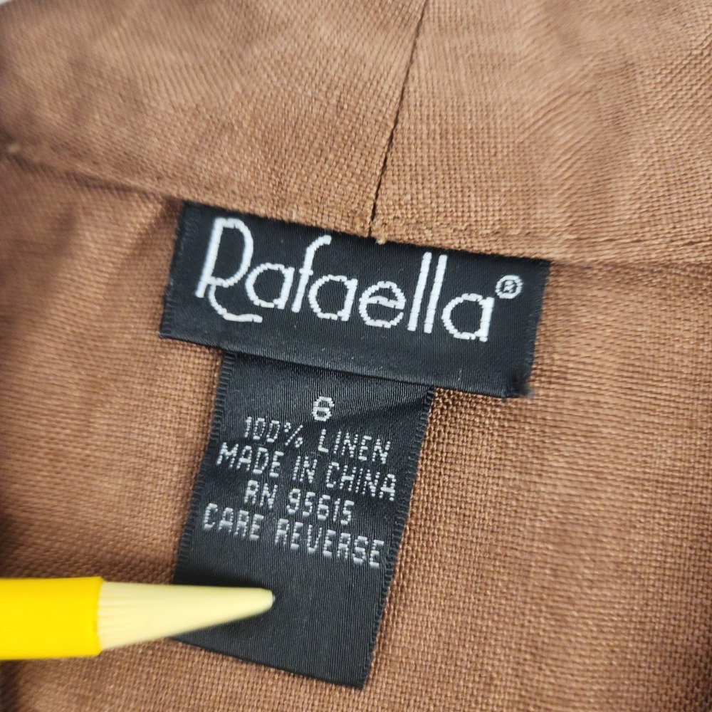 Rafaella Size 6 | Brown 100% Linen Sleeveless V-Neck Fit & Flare Dress Womens - Picture 4 of 5